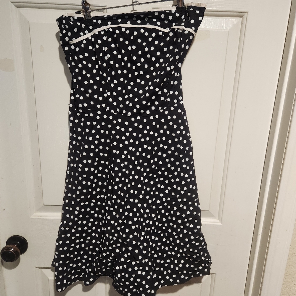 Vintage retro polka dot strapless dress rockabilly punk Y2K Medium Made In USA